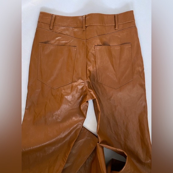 ALC Freddie Faux Leather Boot Cut Jeans Cognac NWOT - Picture 8 of 13